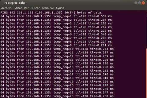 Espuesta ping en linux