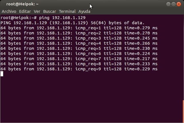 Respuesta ping linux